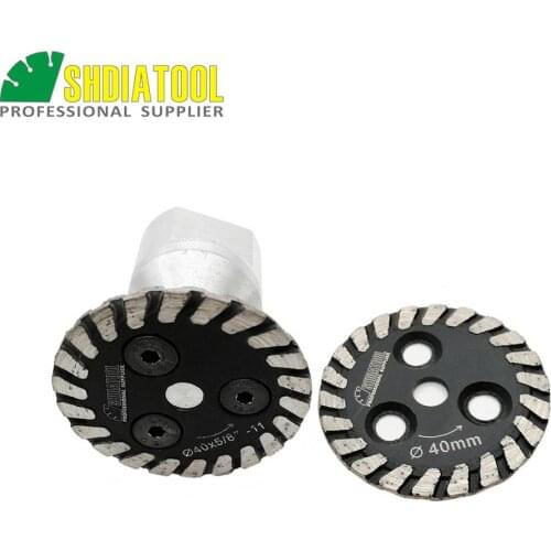 SHDIATOOL 1pc Hot pressed Mini Diamond Engraving Saw Blade With Removable 5/8-11 Long Flange and 1pc Blade Cutting disc