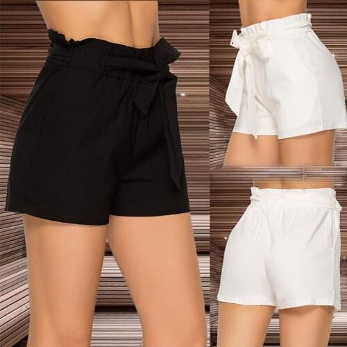 NEW Summer Bandage Belt Thin Short Hot Sale Women High Waist Sexy Fashion Shorts Strap Solid Color Waistband Pocket Shorts