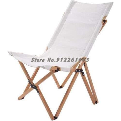 Frost beech folding chair outdoor camping portable beach chair bearing 120kg office canvas lazy recliner