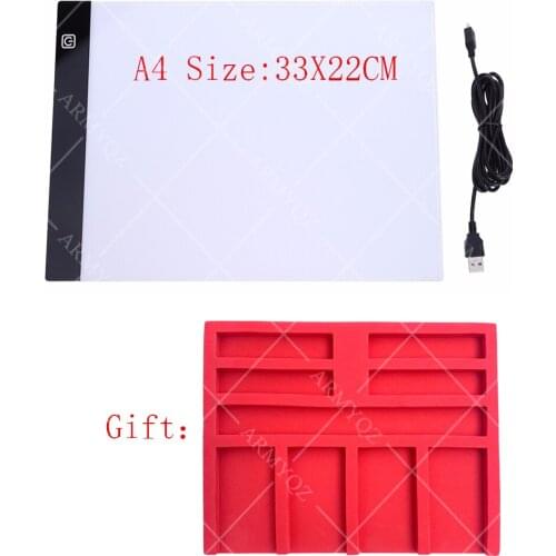 LED Diamond Painting Light Pad Lightpad Board Diamond Painting Accessories Tool Kits A4 Drawing Graphic Tablet Box and red tray