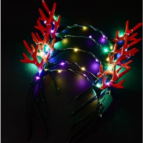 Glowing antler hair hoop led lamp headpiece shake sound with the same kind of flash ear headband night market stall wholesale