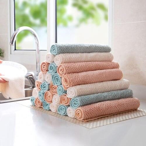 Rag Non-Stick Oil Absorbent Home Kitchen Coral Cashmere Wet And Dry Thicken Wipe Cloth Cleaner Brush Dish Washing Towel