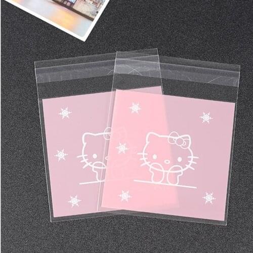 100pcs Pink Cat Cookie Packaging Bags Wedding Candy Bag Baking Tools Wedding Decoration Girl Baby Party Supplies 10*10cm