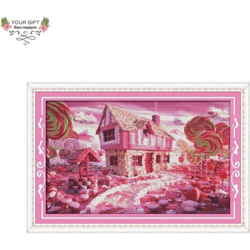 Your Gift F322 14CT 11CT Counted and Stamped Home Decor Fairy Tale House Needlework Needlepoint Embroidery Cross Stitch kits