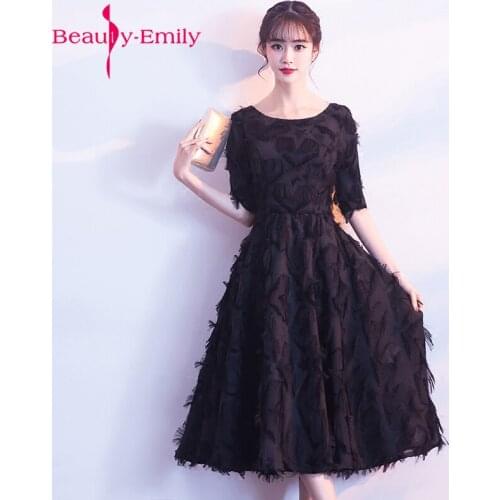 Vestido de festa prom dresses 2018 tea length eyelash shape decoration formal evening dress Beauty emily dress for graduation