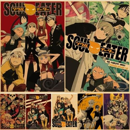 Vintage Japanese Anime Soul Eater Posters Kraft Paper Home Kawaii Cartoon Wall Stickers Decor Study Room Bar Cafe Wall Paintings