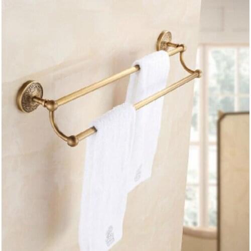 High Quality Antique wall mounted 24 inch Double Towel Bar Brass Material Towel Holder Bathroom Towel Rack,Bathroom accessories
