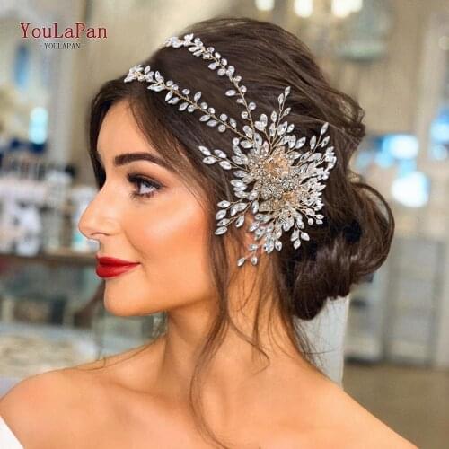 YouLaPan HP284 Luxury Bridal Hair Accessories Headband Rhinestone Headband Wedding Bridal Hair Crowns Flower Women Tiara