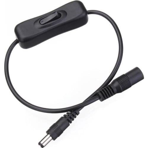 1pcs DC 5.5*2.1mm Black Power Plug Connector Switch on/off LED Strip Wire Switch Cable For SMD 5050 3528 Single Color Strip ligh