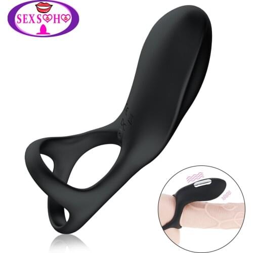 10 Vibration Modes Vibrating Penis Ring with Testicle Ring Men Longer Lasting Erection Double Cock Ring Clit Vibrator for Couple