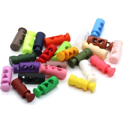 10pcs Plastic Cord Lock Stopper 2 Holes Toggle Hat Elastic Rope Lock Clips Shoelace Clamp Garment Sportswear Accessories 24*9mm