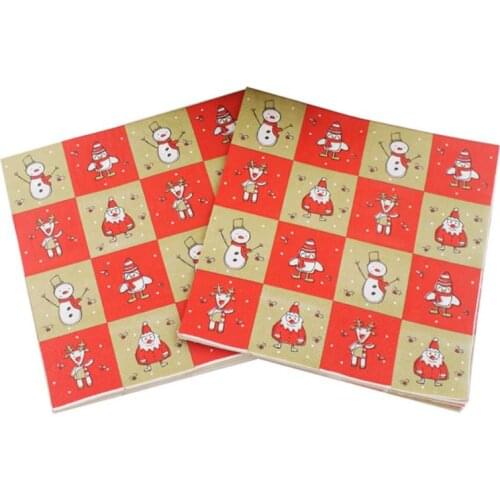 20pcs/set new cute Jubilation Festival Napkins Christmas Paper Napkin Pocket Handkerchief For Home Table party Decor
