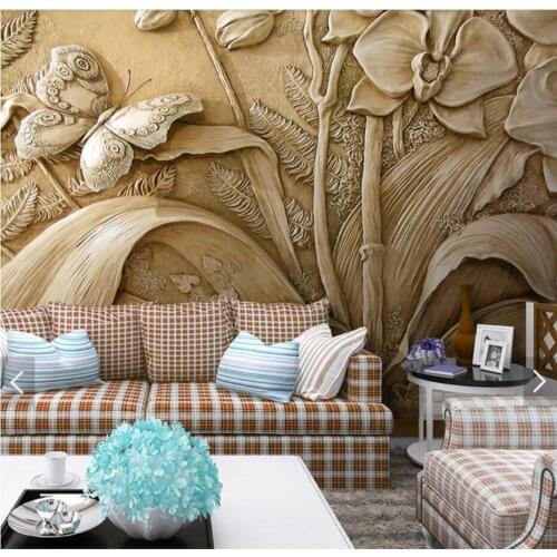 3D Embossed Blue Flower Wallpaper Mural Butterfly Floral Wall Paper Home Wall Decor Printed Photo Wallpapers 3d Wall Murals