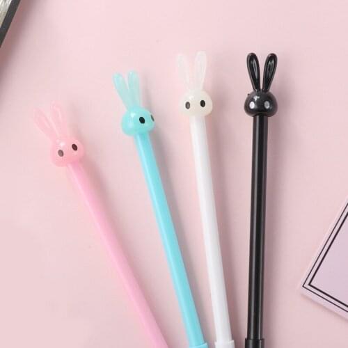 4pcs Cartoon Bunny Rabbit Pen Ballpoint 0.5mm Black Color Gel Ink Roller Ball Pens for Writing Stationery Office School F072
