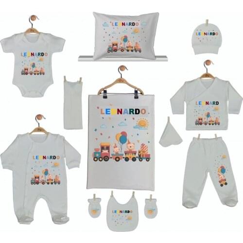 Hospital Output Set New Born Baby Boy set 11 Piece set 100 Cotton Production Custom Name lettering Custom Pouch Baby kit 2021 summer