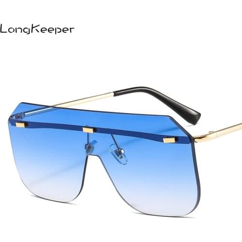 Oversized Rimless Sunglasses Women Men 2020 New Luxury Brand Rimless Sun Glasses Retro Vintage Gradient Goggle For Ladies UV400