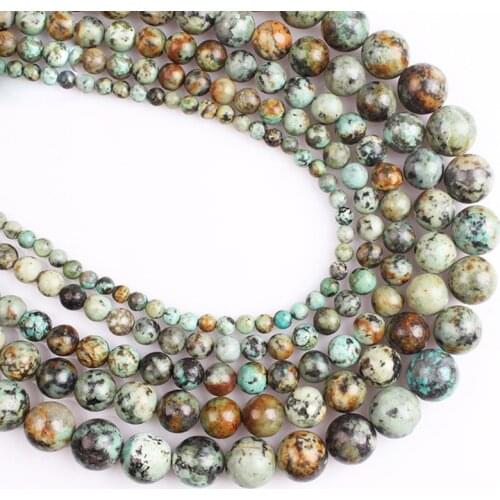 15"(38cm) Strand Round Natural African Turquoise Stone Rock 4mm 6mm 8mm 10mm 12mm Beads lot for Jewelry Making DIY Bracelet