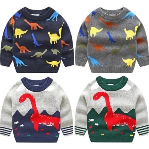 Childrens Clothing Baby Boy Sweaters 2019 Autumn Winter New Toddler Cartoon Dinosaur Sweater Christmas Clothes Kids Knitted Top