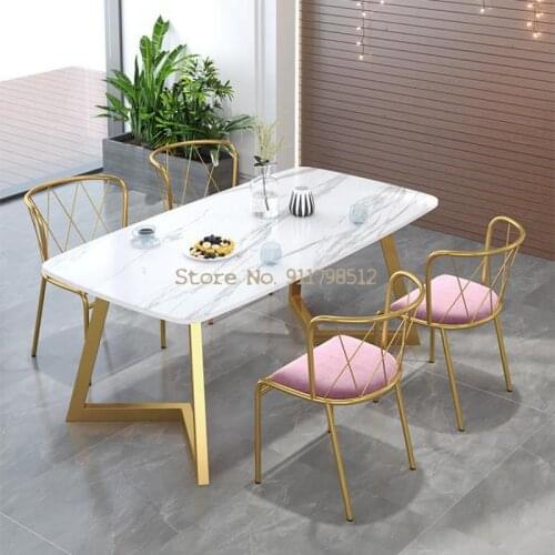 Wrought iron chair milk tea shop table and chair balcony light luxury chair simple dining chair modern nordic back chair makeup