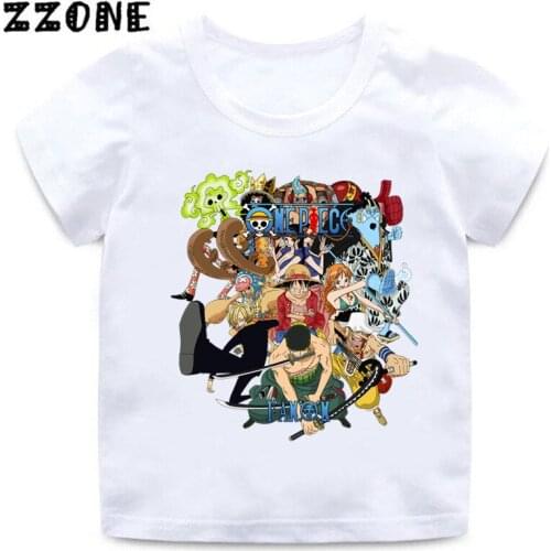 Baby Boys T shirt One Piece Anime Luffy Ace Sabo Law Zoro & Nami Print Kids T-Shirts Funny Girls Tops Children Clothes,HKP2455