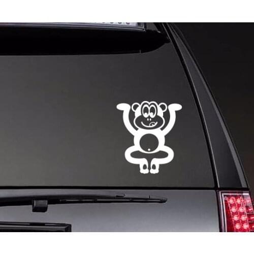 Silly Funky Monkey Car Sticker Rearview Mirror Decal Car Window Bumper Cute Waterproof Removable ZP0618