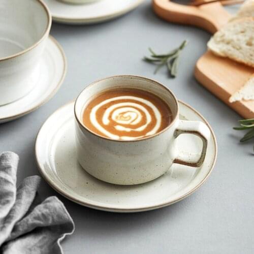 Coarse Pottery Mugs Coffee Cups 250-400ml Ceramic Mug Househould Handgrip Cup Retro Saucer Drinkware Eco Friendly