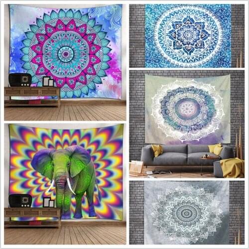 1Pcs India Mandala Tapestry 130x150CM Hanging Decor Cloth Mattress Bohemian Tapestries Psychedelic Hippie Night Moon Wall Carpet