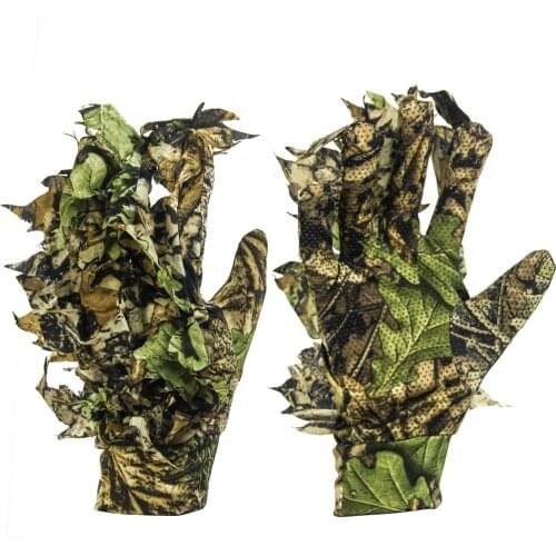 3D Polyester Full Finger Leaves Tactical Shooting Fishing Hunting Cycling CS Sports Camo Bionic Ghillie Gloves