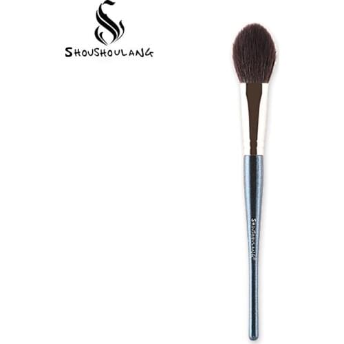 Shoushoulang Professional Handmade Make Up Brush Flat Round Blush Blusher Brush Q-6 Soft Saikoho Goat Hair Makeup Brush