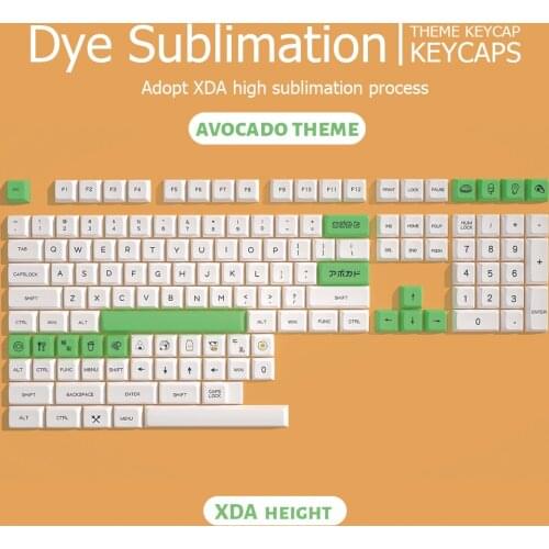PBT Keycap XDA Profile Dye Sublimation Keycap Avocado Keycaps 138 Keys Compatible 87/104/108/84/64/98/96 Mechanical Keyboard