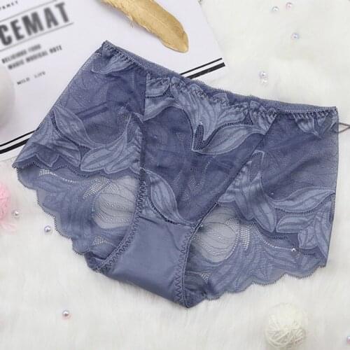 Summer Sexy Lace Lingerie Women Floral Hollow Panties Seamless Briefs Underwear Panties Mid-Rise Ladies Underwear