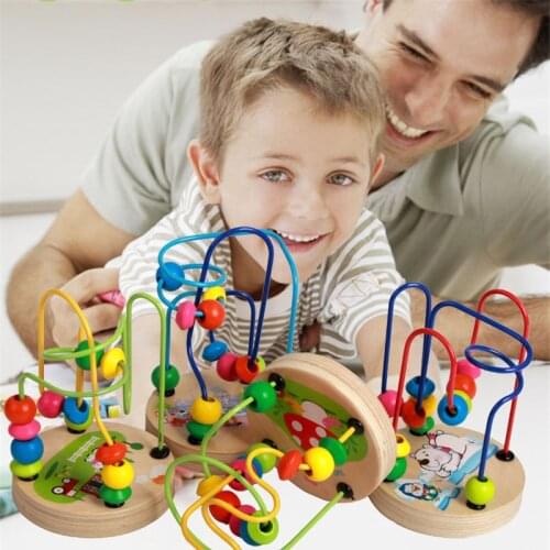 Mini Math Toys Maze Roller Coaster Counting Circles Bead Wire Early Educational Cartoon Animals Wooden Toy For Chilrden Kid Baby