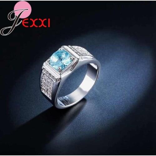 Men Rings Silver Jewellery Simple Design Fashion Clear Zirconia Wedding Engagement Ring For Women Accessories