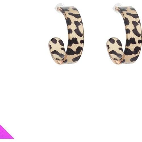 Wholesale 10 C-shaped Leopard Print Earrings Resin Simple Fashion Girl Ladies Jewelry Gifts Summer 2021 New