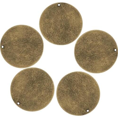 5pcs Blank Tag Pendants Brass Charms for Necklace Jewelry DIY Making Flat Round Antique Bronze 34x0.5mm