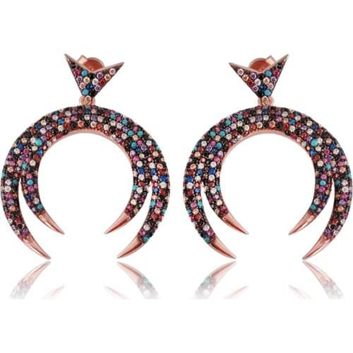 Crescent Wholesale New Moon Fashion New Hanging Colorful Party Dangle Drop Earrings Fine Jewelry Accessories For Women 5 Color