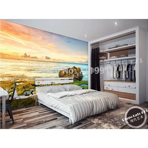 Custom photo wallpaper seascape beach for the living room TV backdrop of vinyl wallpaper Papel de parede