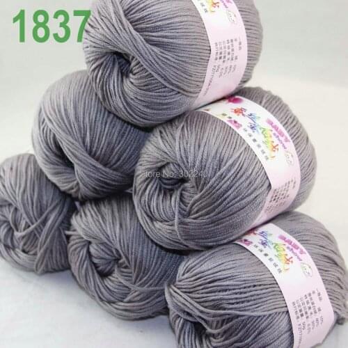 Sale Lot of 6 balls x 50g (147y) Cashmere Silk velvet Hand knitting Yarn Mom Gray 1837