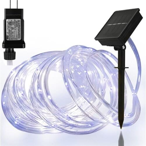 Christmas Solar Rope Light Solar Tube Rope Strip Garland Lights 8 Modes LED String Light Outdoor Garden Copper Wire Fairy Light