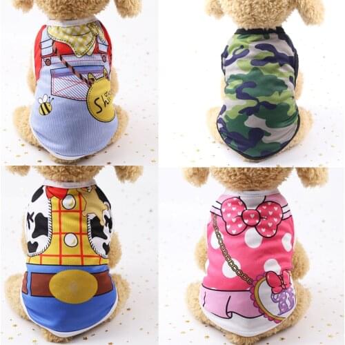 Cartoon Print Dog Shirt Cheap Dog Clothes For Small Dogs Summer Chihuahua Tshirt Cute Puppy Vest Y