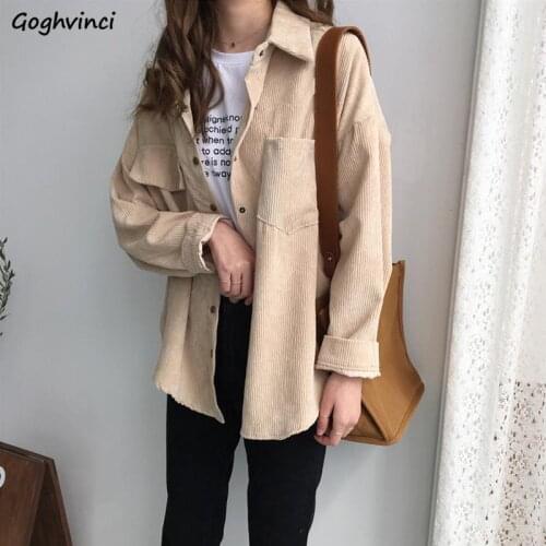 Shirts Women Spring Solid Retro Pockets Single Breasted Loose Vintage Simple All-match Female Tops Preppy Style Ins BF Teens New