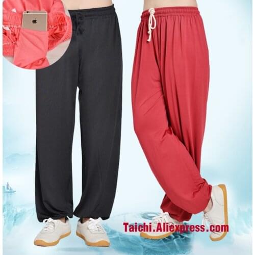 Tai Chi Pants Wushu Kung Fu martial Art Pants Modal Fabric black pink red blue purple white
