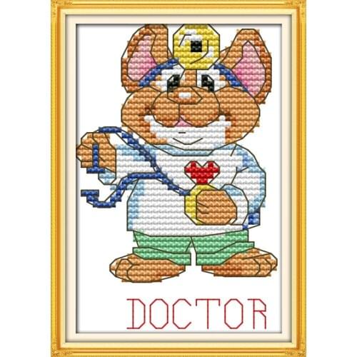 The sport mouse (2) - doctor cross stitch kit 14ct 11ct count print canvas stitches embroidery DIY handmade needlework plus