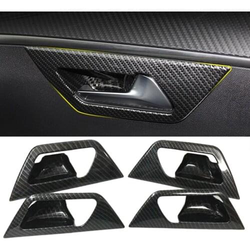 Car Styling 4pcs Interior Door Handle Bowl Cover Decoration Trims frame sequins For Peugeot 5008 2017 2018 auto Accessories