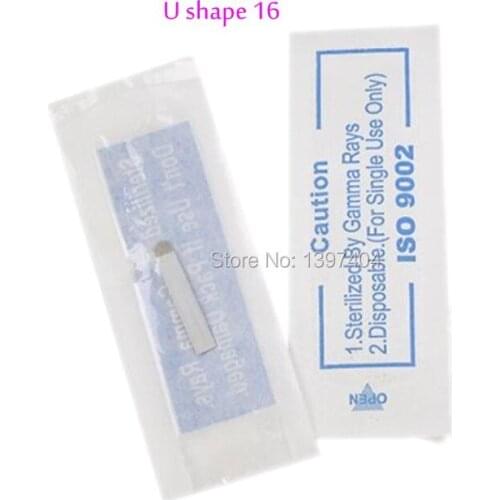 U shape 3D Handmade Embroidery Microblading 500PCS 16needles makeup permanent manual eyebrow blade tattoo machine needles