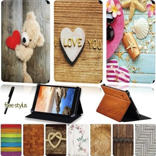 Universal Tablet Case for Lenovo Tab 8 /Tab A7-30/Tab A7-50/Tab A8-50 /Tab S8-50 /Yoga Book /Tab 4 wood Pattern Series+Stylus