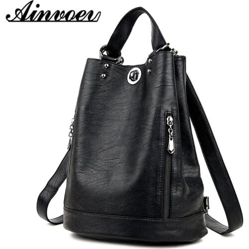 Ainvoev high quality womens backpack fashion womens schoolbag leather bag Womens backpack leather bag