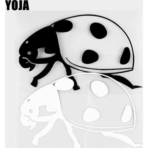 YOJA 16.5×10.1CM Cartoon Animals Crawling Ladybird Vinyl Decal Car Stickers Black/Silver 19C-0483