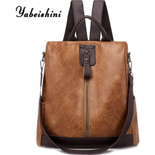 Women Leather backpack Multifunction PU School Bag for Girls Preppy ladies travel Backpack lady Anti-theft music Rucksack