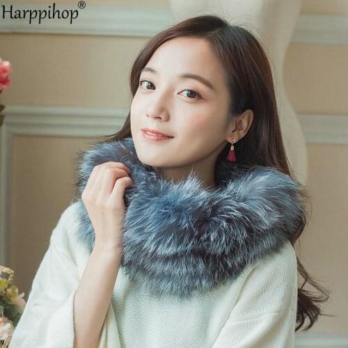 Womens real fox fur scarf winter warm genuine fox fur knitted knit scarves wraps band new fur Rings winter scarf